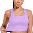 XUNYU High Support Sports Bra for Women Workout Tops Built in Bra Athletic Tank Top High Impact Padded Longline Yoga Bra