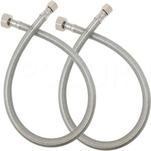 [2-Pack] PROCURU 16-Inch (1.3Ft) x 3/8" Comp x 1/2" FIP Faucet Hose Connector, Stainless Steel Braided Supply Line, Certified Safe (9SF16-2P)