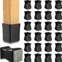 16 Pcs Square Chair Leg Floor Protectors, Chair Foot Protectors for Wood Floors, Chair Leg Protectors for Hardwood Floors, Anti-Scratch & No Noise Black (X-Small)