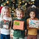 3 x 500 PCS Christmas Gift Tags, Self Adhesive Santa Claus Stickers, Festive Holiday Name Labels for Wrapping Paper Presents Decor, 8 Designs (Cartoon-1)