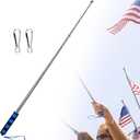 Telescopic Handheld Flagpoles with Clips 6'7" Portable Stainless Flag Pole Extendable Flag Stick Guiding Flag Pole with Anti-Slip Grip Blue
