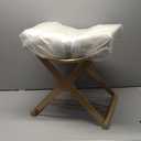 Modern Bathroom Vanity Stool Makeup Chair - Backless Leather Vanity Bench Seat with Metal X Legs, Small Ottoman Footstool for, Bedroom, Living Room, Dressing Room, Gold