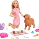 Barbie Doll & Pets Set, Blonde with Mommy Dog, 3 Newborn Puppies with Color-Change Feature & Pet Accessories (1 count (pack of 1))