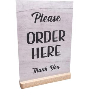 Please Order Here Sign - Cafe, Takeaway, Coffee Shop, Sandwich Shop, Counter Sign, A4 size (White Stand)