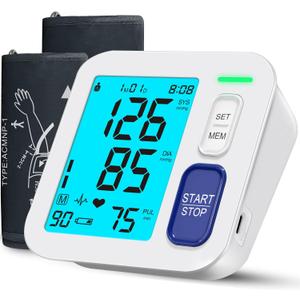 Blood Pressure Monitors for Home Use, 9-17'' & 13-21'' Extra Large Blood Pressure Cuff Upper Arm, Oversized Operation Button &Large Backlit LCD, Automatic BP Machine with USB Cable and 4 AAA Batteries