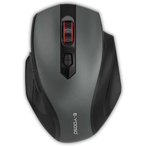 E-YOOSO Bluetooth Mouse, 4000 DPI Dual Mode (BT5.0, 2.4G) Wireless Mouse, Large Ergonomic Optical Computer Mouse, 6 Buttons Big Mice for Laptop, Mac, PC, Chromebook, iPad, Tablet (Gray(BT+2.4G))