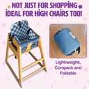 Shopping Cart Seat Cover for Baby, High Chair & Grocery Seat Protector, Padded Chair Covers for Restaurant Seats, Unisex Machine Washable Grocery Cart Liner & Swing Insert Blue Checkered