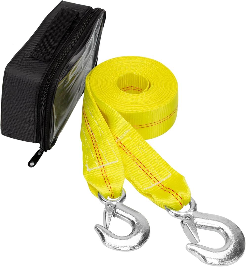 Tow Strap with Hooks 2 Inch x 20 Foot, 20,000 lbs Capacity Tow Rope - Heavy Duty Emergency Towing Straps for Vehicles, Cars, Trucks, ATV, for Roadside Recovery, not for Off-Road Recovery
