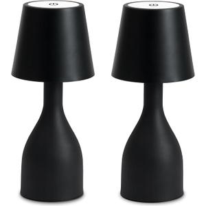 XPEHK Cordless Table Lamp, 2 Pack LED Rechargeable Table Lamps, 3 Color Stepless Dimming Up 5500mAh Portable Battery Operated Table Lamp for Home Indoor Outdoor Restaurant Bar (Black)