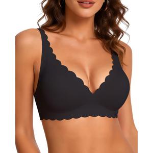 COOL CUTE Jelly Bras for Women Wireless Comfort Bralette for Women Seamless Everyday Bra Soft Support Invisible T-Shirt Bra (Black, XL)