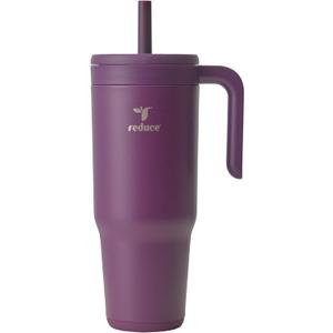 REDUCE Chiller Vacuum Insulated 40 oz Tumbler with Spill-Proof Silicone Straw - Sustainable Tritan Lid with Water Intake Markers - Soft Sit Base Travel Mug - Dishwasher Safe - Midnight Plum