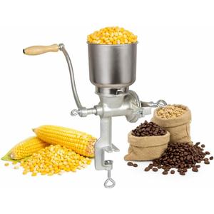 Manual Grain Mill Grinder, 7.5 lb Heavy Duty Cast Iron Hand Crank Corn Grinder, Table Clamp Wheat Flour Maker for Coffee, Nut, Oats and Home Brewing