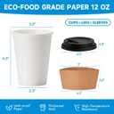 RACETOP 12 oz Disposable Paper Coffee Cups with Lids and Sleeves, 500 Pack