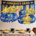 Graduation Balloons Class of 2026, 10Pcs 18" Blue Gold Congrats Grad Round Foil Balloons with 19" Star Mylar Balloons Grad Party Decorations Supplies for College High School