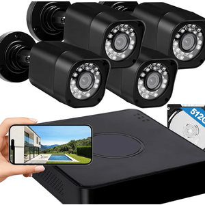 4CH 1080P Wired Security Camera System, AIWIXEN CCTV DVR with 512GB Hard Drive, 4 x Home Surveillance IP68 Waterproof Security Cameras with Human Vehicle Detection, Remote Access, 24-7 Recording