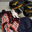 8PCS Airline Pilot Captain Hat Costume Kit with Sunglasses Badge Tie Gloves for Halloween Dress Up Accessories (Black)