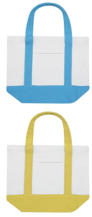 Eccliy 2 Pcs Mini Canvas Tote Bags 13" x 11" x 6" Small Tote Shopping Bag Bulk with Pocket Handle Blank Heavy Duty Reusable Canvas (13" X 11" X 6",Pastel Color)