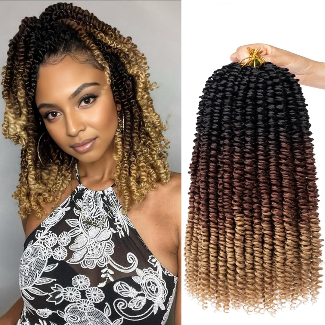 Xtrend 8 Packs Passion Twist Crochet Hair 10 Inch Pre Twisted Natural Passion Twist Hair, Pre Looped Crochet Braids Hair For Women Bohemian Synthetic Passion Braiding Hair Extension (8packs, 1B3027#)