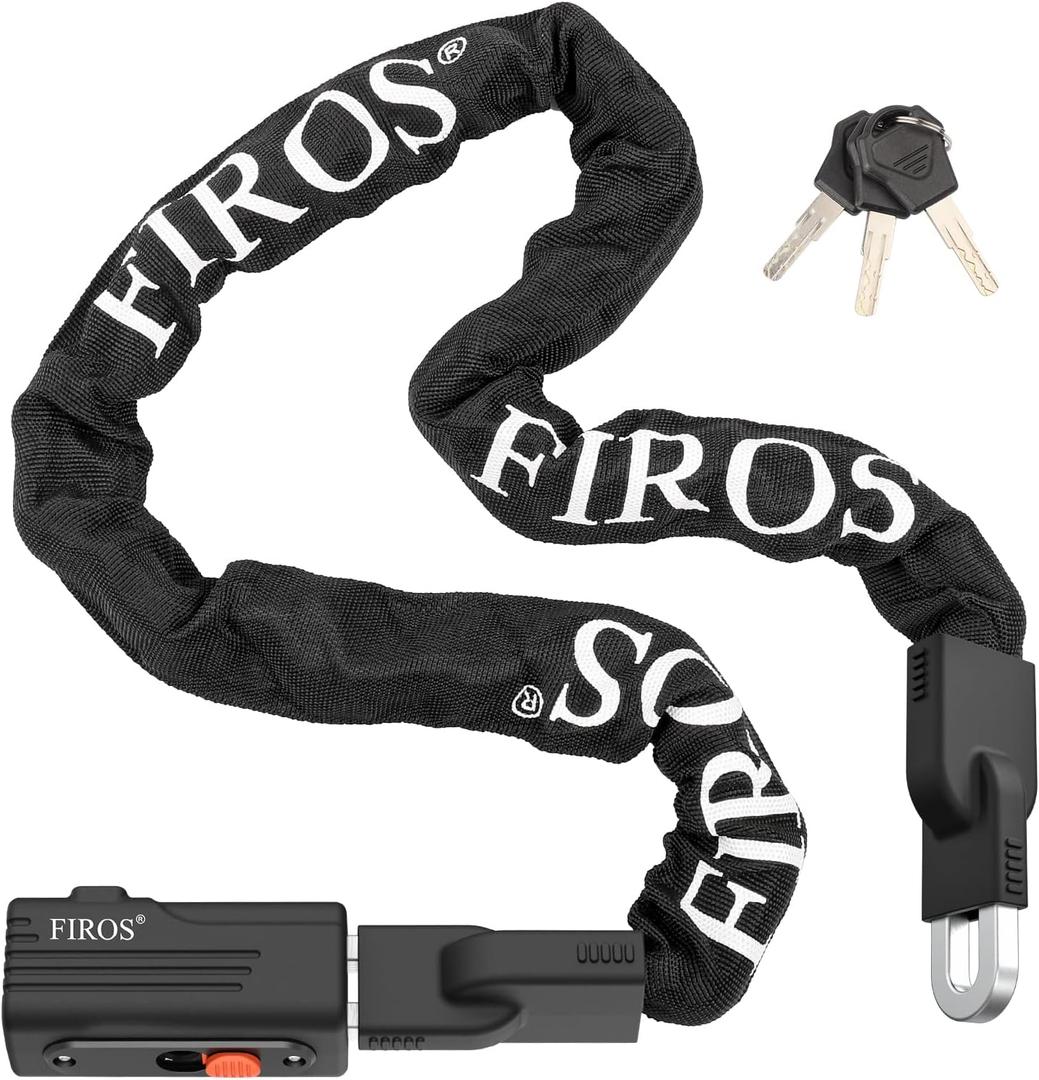 FIROS Bike Chain Lock 4FT Hardened Steel Bike Lock 0.31inch/8mm Thick Bike Chain Lock with Key Bike Locks Heavy Duty Anti Theft Bicycle Lock for Mountain City or Electric Bike Bicycle, Motorcycle (Black)