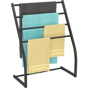 Honiter Towel Racks for Bathroom, Free Standing Towel Rack, 4 Tier Wide Towel Dryer Rack, Pool Towel Racks Outdoor, Blanket Ladder Holder, Metal Towel Bar Stand for Oversized Bath Towel (27.6")