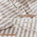 MooMee Striped Duvet Cover Set 100% Washed Cotton Linen Like Textured Breathable Durable Soft Comfy (Orange Classic Stripes, Queen 90"x90")