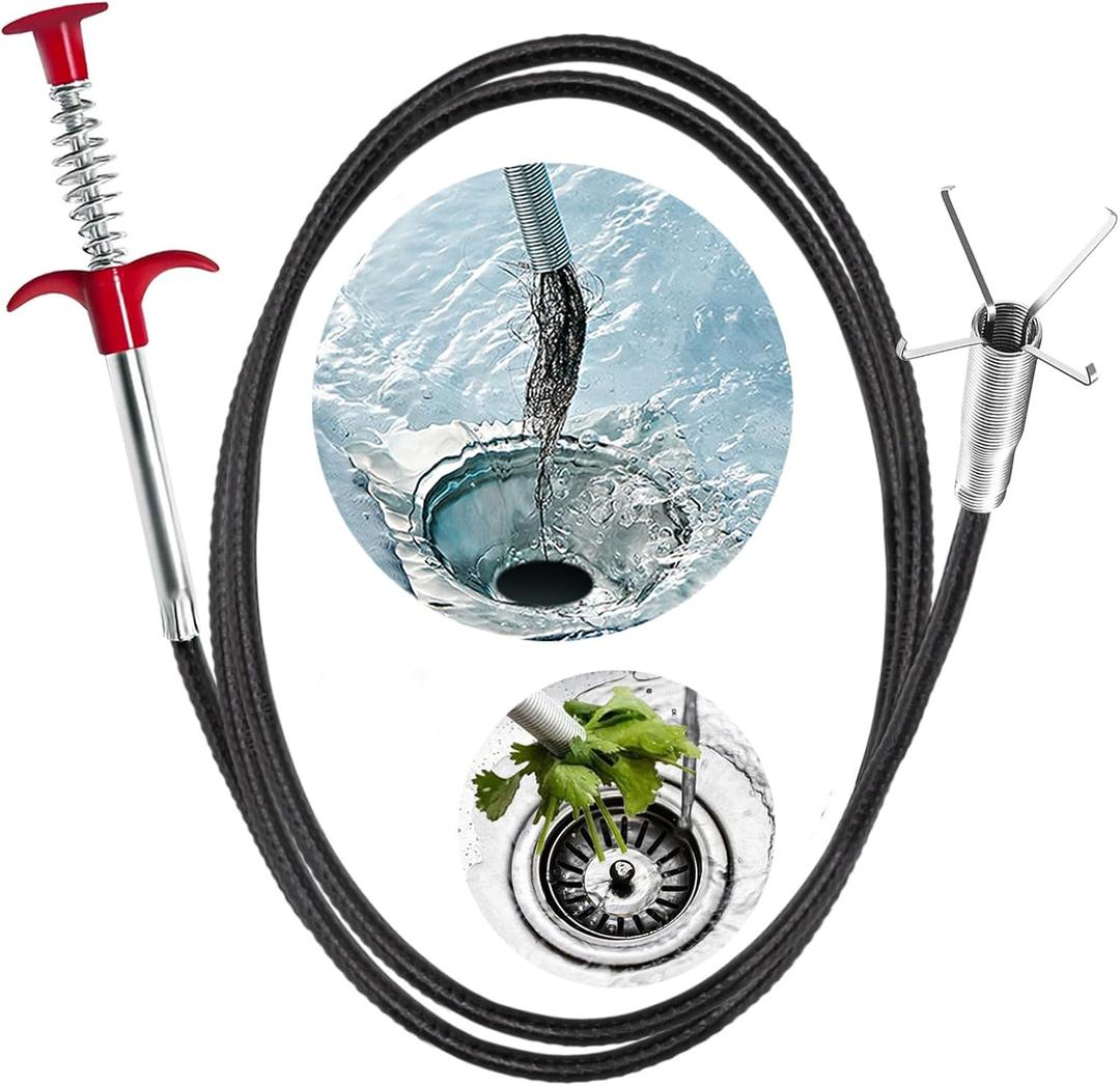 Drain Snake Hair Clog Remover Tool - Sink Drain Cleaner for Sewer Kitchen Bathroom Shower Tub Toilet Clogged Drains Opener Cleaning Tool, Flexible Grabber Claw Pick Up Reacher Tool, 35 Inch
