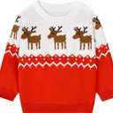 HILEELANG Toddler Boy Sweatshirts Crewneck Long Sleeve Pullover Cotton Graphic Christmas Clothing (5-6 Years, Bs23119#redelk)