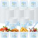 Yungyan 48 Pcs Fall Little Pumpkin Baby Shower Treat Snack Cups 9oz Disposable Ice Cream Bowls Party Supplies Thanksgiving Autumn Paper Cups with Spoons Maple Leaves Dessert Bowl for Hot Cold(Blue)