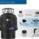 InSinkErator Power .75HP with power cord, 3/4 HP Garbage Disposal, Power Series EZ Connect Continuous Feed Food Waste Disposer