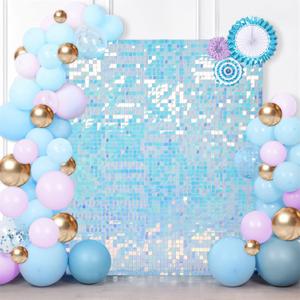 Shimmer Panels Sequin Panel Backdrop Mermaid Backdrop 36 Packs Birthday Wedding Background Wall Anniversary Wedding Engagement Decoration (6ftx6ft, Rainbow)