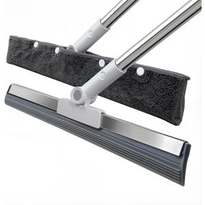 3-in-1 Floor Squeegee with 51-58 Telescoping Handle & 180 Rotating Head for Tile, Hardwood & Under-Furniture Cleaning, Air Broom for Water & Pet Hair Removal