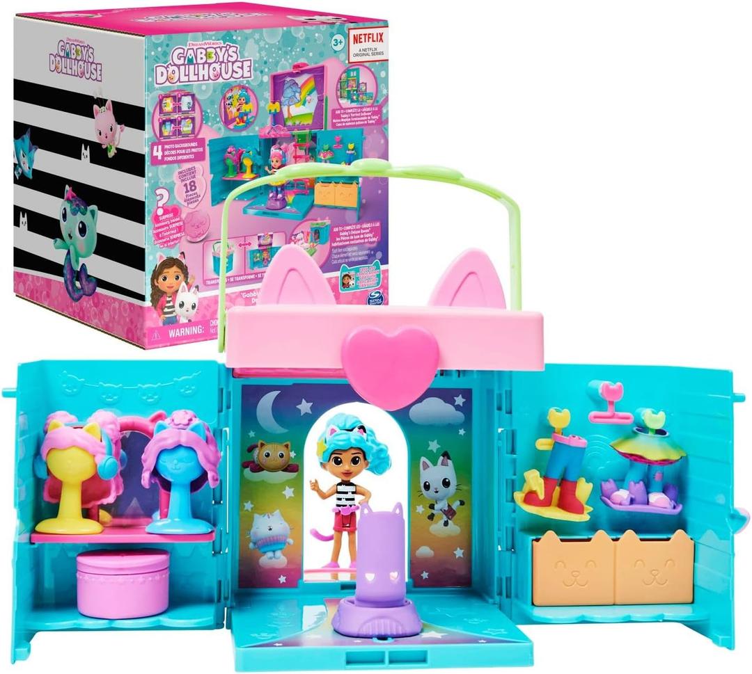 Gabbys Dollhouse, Dress-Up Closet Portable Playset with a Gabby Doll, Surprise Toys and Photo Shoot Accessories, Kids Toys for Ages 3 and up (Dress-up Playset)