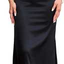 Colysmo Satin Maxi Floral Long Formal Wedding Guest Dresses for Women (Black, M)