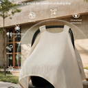 Blissful Diary 2-in-1 Muslin Baby Car Seat Cover, Multi-use Nursing Cover for Breastfeeding, Breathable Infant Car Seat Cover Canopy - Beige