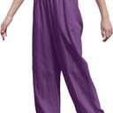 SANGTREE Girls & Woman Wide Leg Pants Lightweight Casual Elastic High Waist Straight Leg Loose Trousers,4 Years - Woman 2XL (Purple)