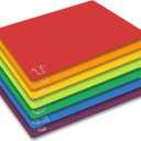 Cutting Board Mats Flexible Plastic Colored Mats with Food Icons, Fotouzy BPA-Free, Non-Porous, Anti-skid back and Dishwasher Safe, Set of 7 Rainbow - 7 Pieces