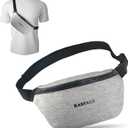 Fanny Pack & Crossbody Bag for Men Women, Fashion Waist Packs Adjustable Belt Bag for Sports, Workout, Traveling, Jogging, Hiking Hands-Free Carrying All Phones (Style 02, Linen Gray)