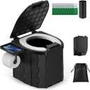 Portable Toilet for Adults, Foldable Camping Toilet Travel Floding Potty with Lid & Paper Holder, Upgrade Water Barrier,Compact Lightweight Design for Car/RV/Hiking/Beach/Camping,450lbs Capacity