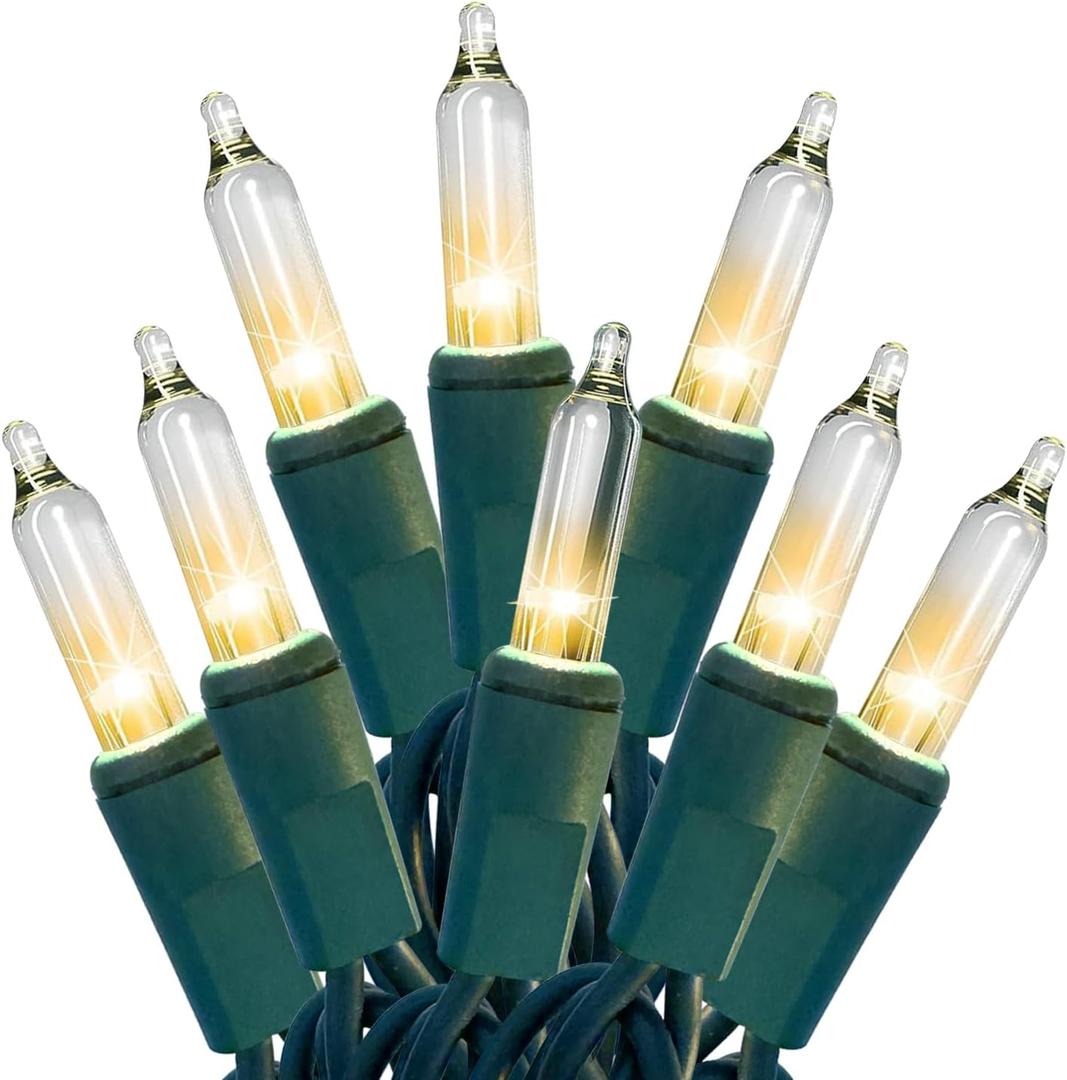 HISHINY Christmas Lights 100 Count Clear Christmas Tree Lights String with Green Wire for Outdoor Indoor Christmas Decorations Wedding Decorations Valentines Day Decor,UL Certified (21feet) (Warm White)