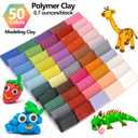 CiaraQ Polymer Clay Starter kit, Oven Bake Modeling Clay with Sculpting Tools, 50 Colors, 2.8 lb