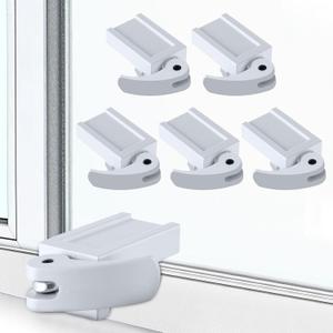 5 Pack Window Locks, Diecast Durable Design, Compatible with Horizontal and Vertical Window, Fit 1/16 inch(0.16cm) up to 1-1/2 Inch Long Version Wide Rail Easy Installation Enhanced Safety