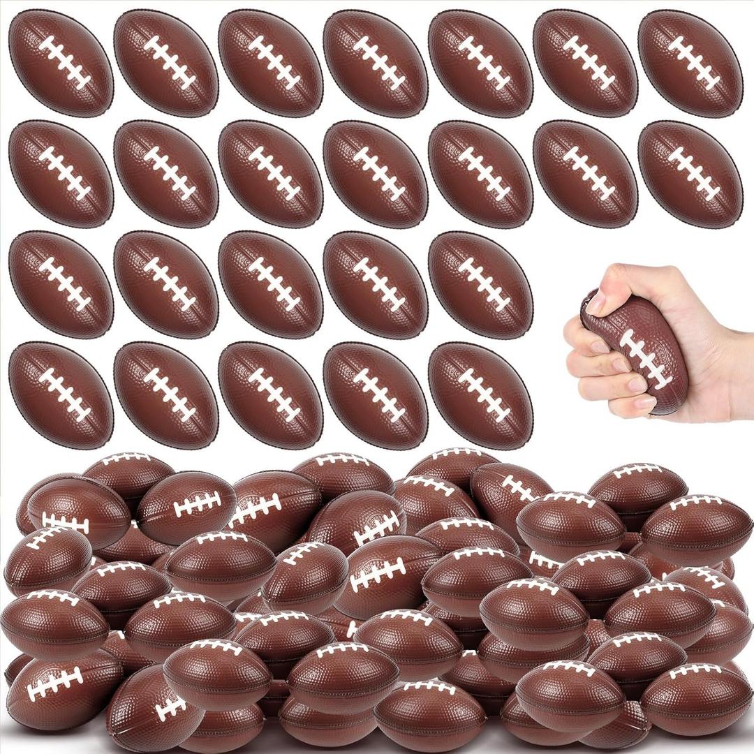 Wettarn 200 Pcs 3.54 Inch Mini Footballs Bulk Foam Small Soft Stress Sport Tiny Balls for Adults Indoor Outdoor Play Rewards Party Favors Gift Decorations (Brown)