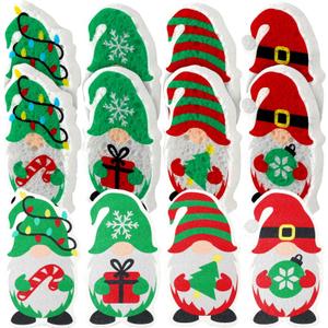 Layhit 12 Pcs Christmas Dish Sponges Cute Kitchen Non Scratch Scrub Sink Sponges Wood Pulp Reusable Household Cleaning Cloth for Kitchen Dishes Furniture(Gnome)
