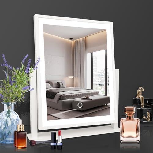 inswot Lighted Makeup Vanity Mirror 15.2inch Upgrated Hollywood Makeup Mirror with Lights, 3 Color Light,Dimmable,Smart Touch Control,360°Rotation,Portable LED Cosmetic Mirror for Travel