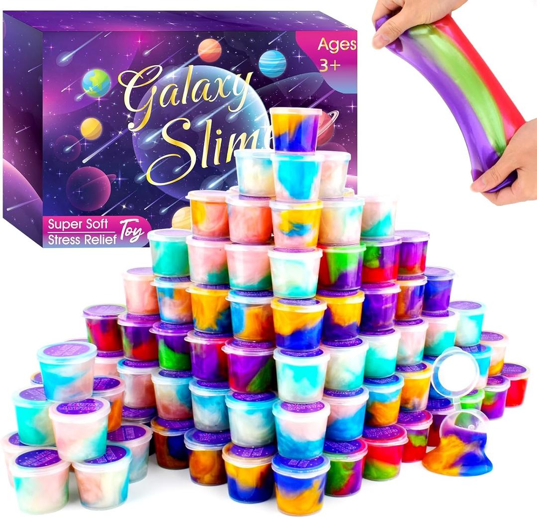 Galaxy Slime Party Favors with 75 Pack Mini Slime kit,Christmas Slime Kit for Classroom Prizes, Christmas Stocking Stuffers, Goodie Bag Stuffers for Kids Boys Girls
