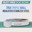 Coldest Dog Bowl - Anti Rust Metal, Non Slip, 3 Layers Insulated Stainless Steel Dog Bowls - Spill Proof & Heavy Duty - Water Bowl for Dogs, Cats & Pets, Dish Washer Safe (21 oz, Epic White)