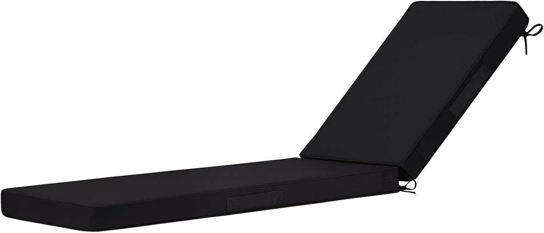 Cozyide Chaise Lounge Cushions Outdoor 72"x21"x3", Waterproof Lounge Chair Cushion with Removable Cover, Patio Chair Cushions for Outdoor Furniture with Adjustable Ties, 72"x21"x3", Black