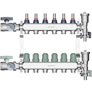 6-Loop 304 Stainless Steel Radiant Heat Manifold with Flow Meters，PEX Manifold with 1/2" Adapters, for Hydronic Radiant Infloor Heating System