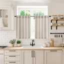 MIULEE Linen Textured Small Kitchen Window Curtains Over Sink, Semi Sheer Farmhouse Cafe Curtain 36 Inch Long Short Back Tab Half Window Curtains for Bathroom Basement 2 Panels