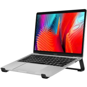 Thibault Aluminum Laptop Stand for Desk - Cooling Ergonomic Design - Fits MacBook Air Pro/DELL/HP/Lenovo/ThinkPad/Alienware - 13/14/15.6/16 -Easy Assembly- Ventilated Laptop Stand for Optimal Airflow (Black)